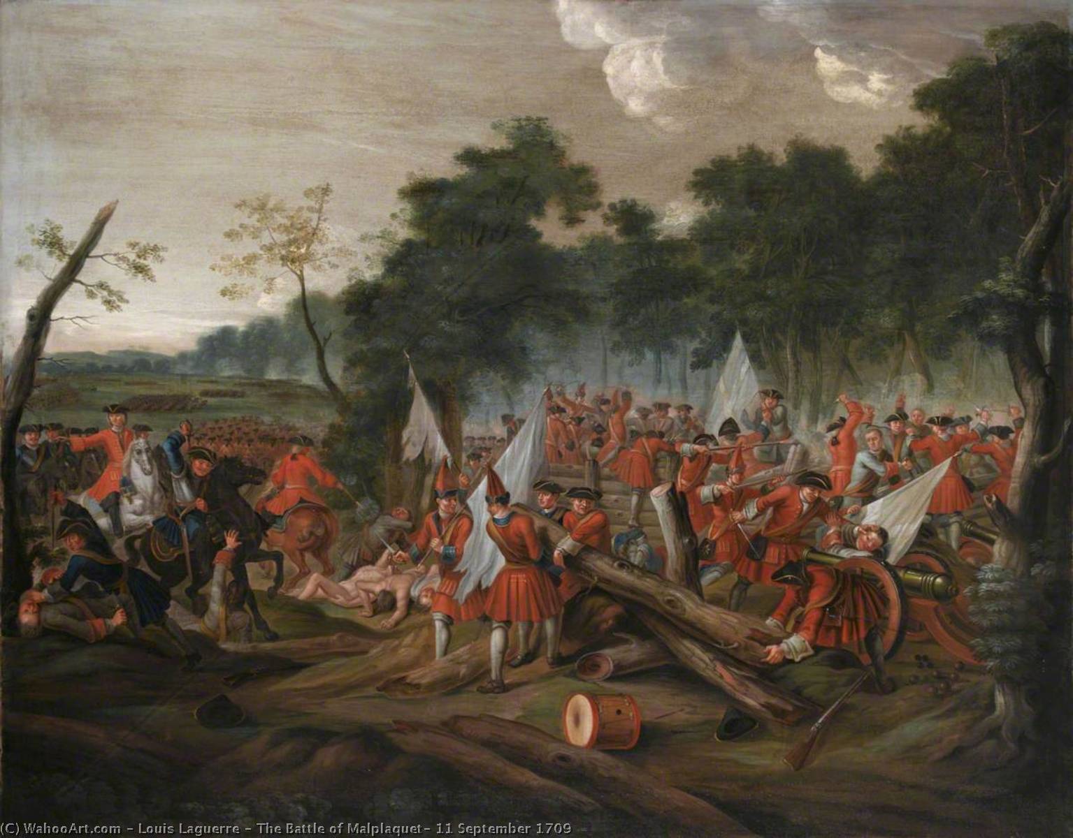 Wikioo.org – La Enciclopedia de las Bellas Artes - Pintura, Obras de arte de Louis Laguerre - la batalla de Malplaquet , 11 Septiembre 1709