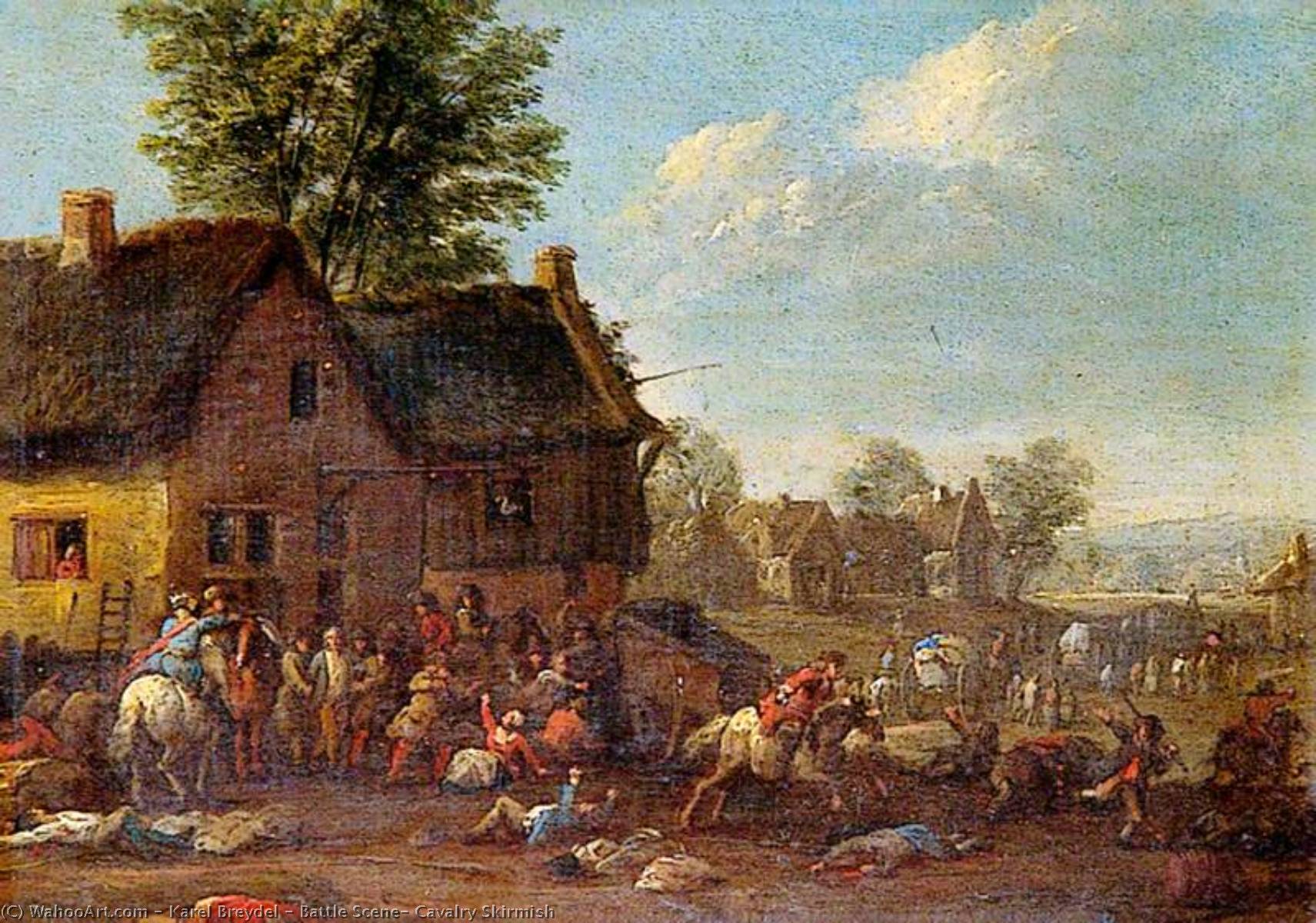 Wikioo.org - The Encyclopedia of Fine Arts - Painting, Artwork by Karel Breydel - Battle Scene, Cavalry Skirmish
