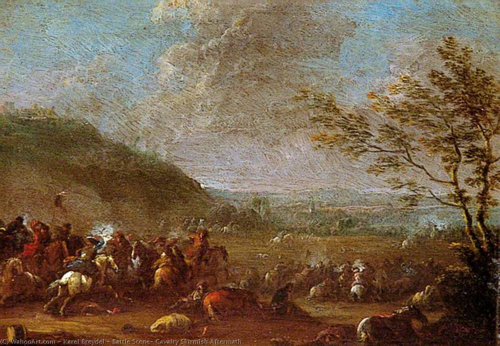 Wikioo.org - The Encyclopedia of Fine Arts - Painting, Artwork by Karel Breydel - Battle Scene, Cavalry Skirmish Aftermath