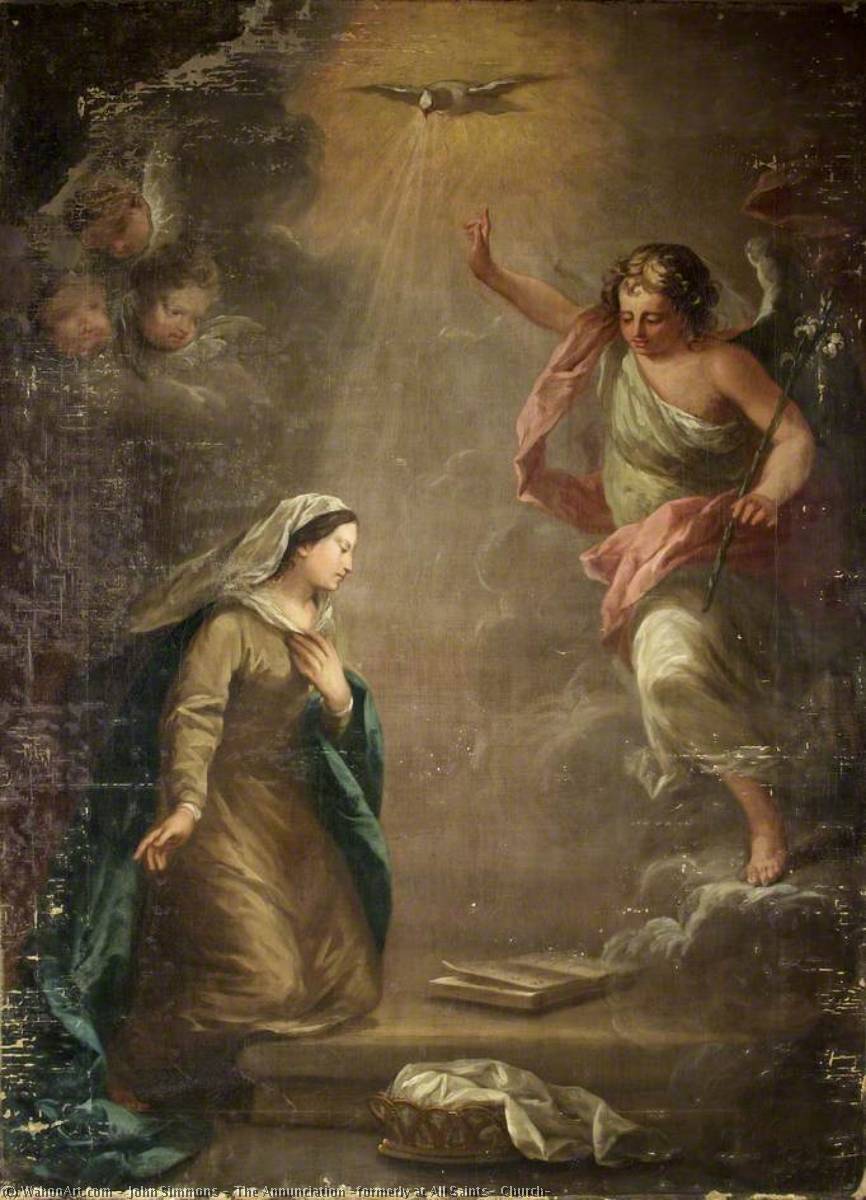 Wikioo.org - The Encyclopedia of Fine Arts - Painting, Artwork by John Simmons - The Annunciation (formerly at All Saints' Church)