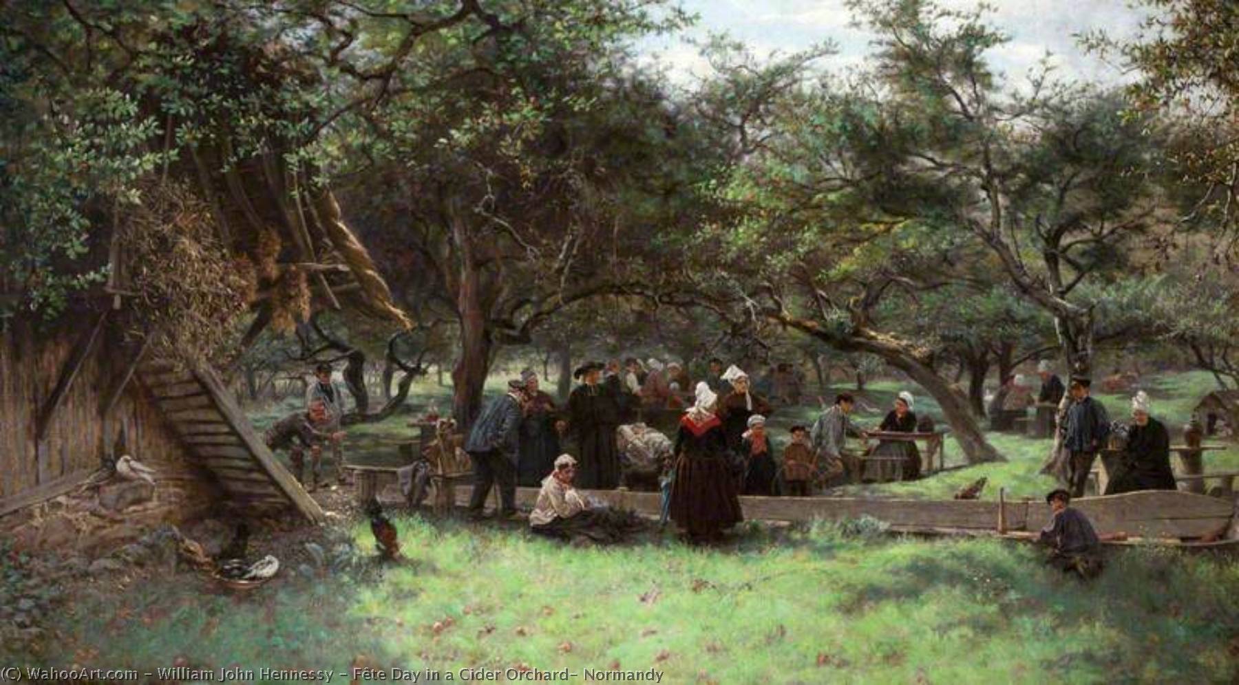 Wikioo.org - The Encyclopedia of Fine Arts - Painting, Artwork by William John Hennessy - Fête Day in a Cider Orchard, Normandy
