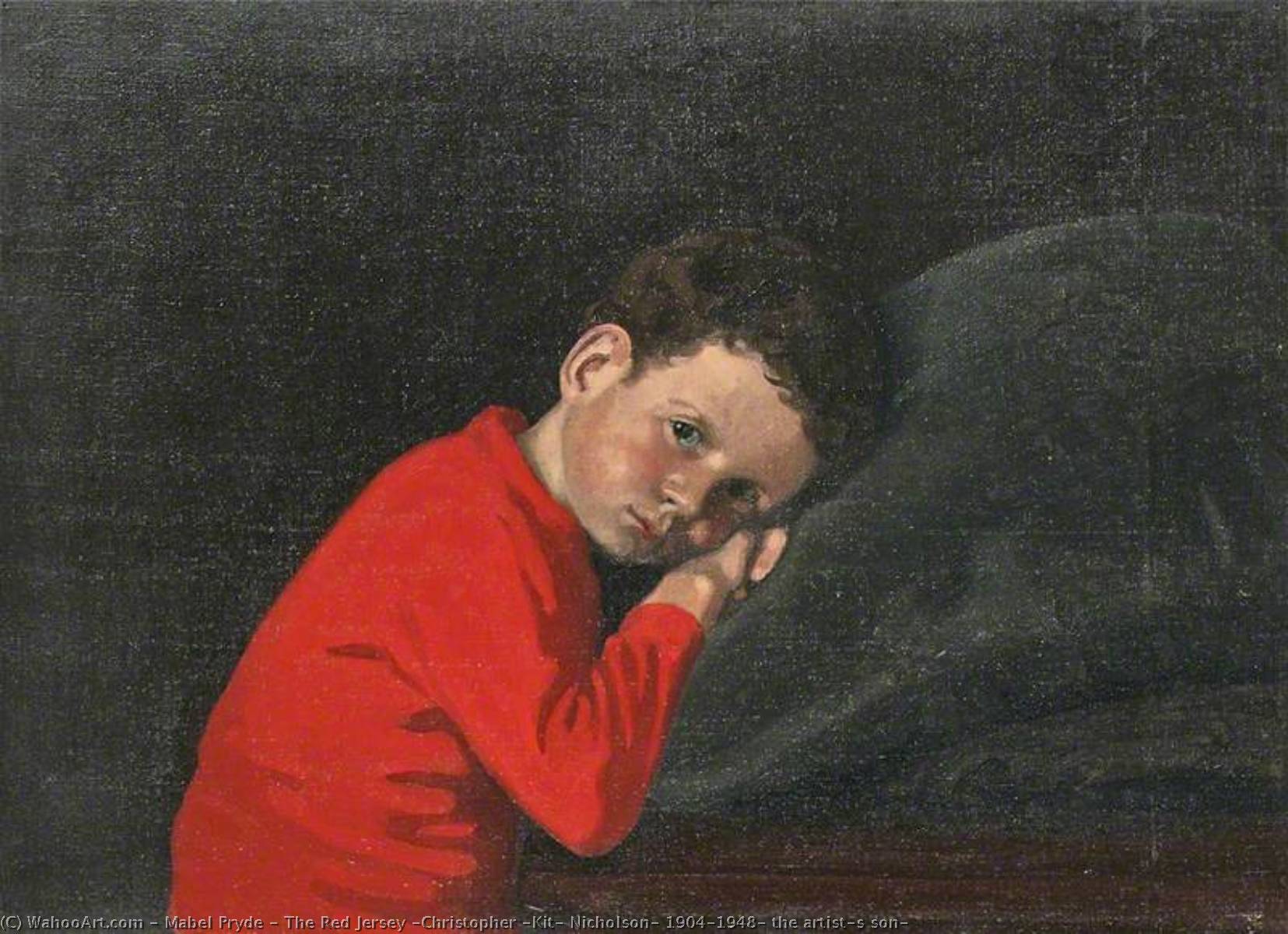 Wikioo.org - The Encyclopedia of Fine Arts - Painting, Artwork by Mabel Pryde - The Red Jersey (Christopher 'Kit' Nicholson, 1904–1948, the artist's son)
