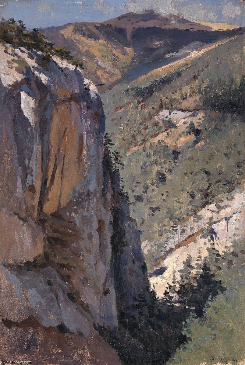 Wikioo.org - The Encyclopedia of Fine Arts - Painting, Artwork by Iosif Evstafevich Krachkovsky - Mountainous Ravine at Ay Vasil, Crimea