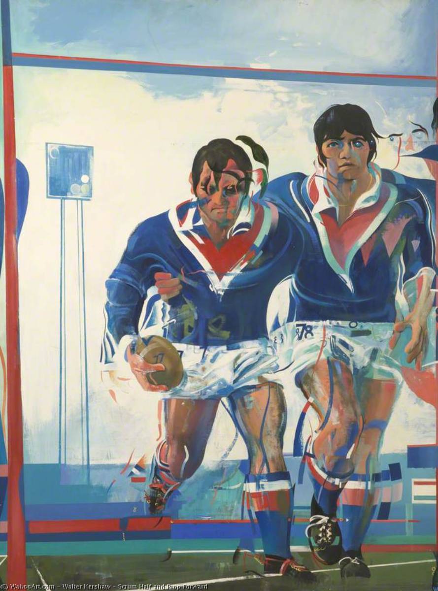 Wikioo.org - The Encyclopedia of Fine Arts - Painting, Artwork by Walter Kershaw - Scrum Half and Prop Forward