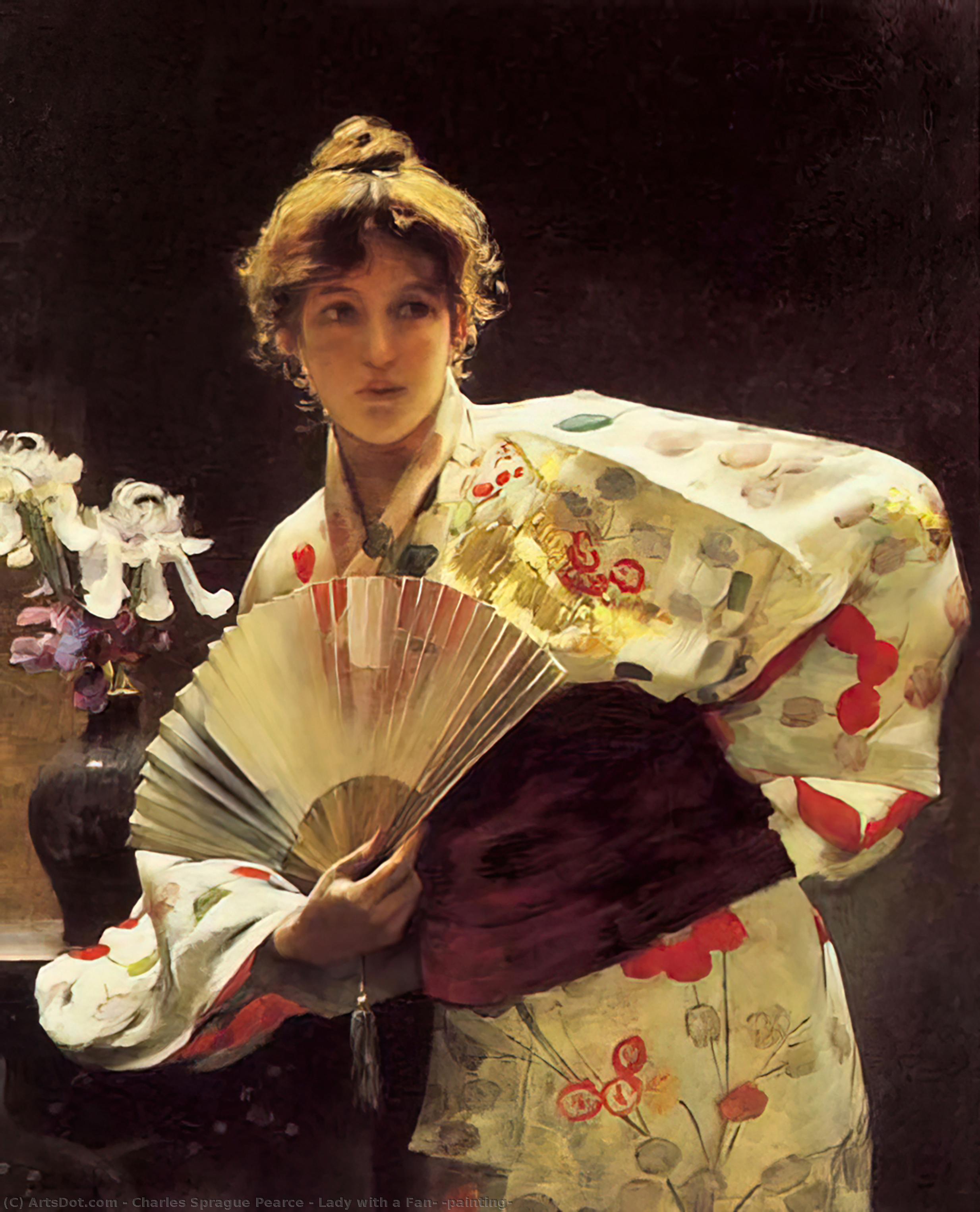 Wikioo.org - The Encyclopedia of Fine Arts - Painting, Artwork by Charles Sprague Pearce - Lady with a Fan, (painting)
