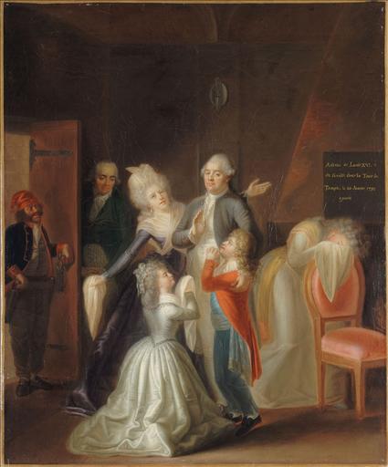 Wikioo.org - The Encyclopedia of Fine Arts - Painting, Artwork by Jean Jacques Hauer - Les adieux de Louis XVI à sa famille, le 20 janvier 1793
