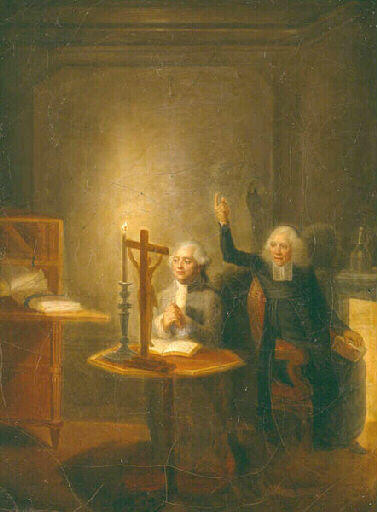 WikiOO.org - Εγκυκλοπαίδεια Καλών Τεχνών - Ζωγραφική, έργα τέχνης Jean Jacques Hauer - La confession de Louis XVI par l'abbé Edgeworth