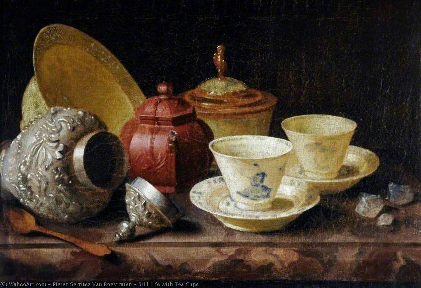 Wikioo.org - The Encyclopedia of Fine Arts - Painting, Artwork by Pieter Gerritsz Van Roestraeten - Still Life with Tea Cups
