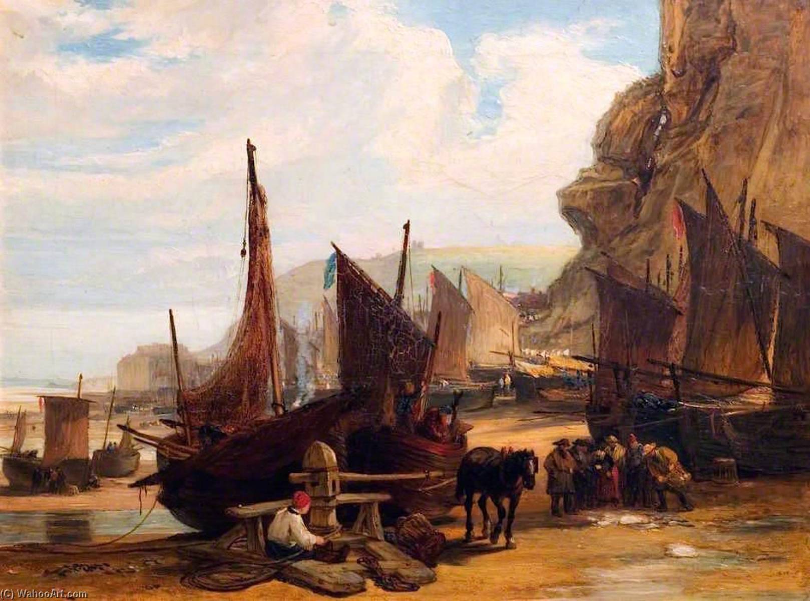 Wikioo.org - The Encyclopedia of Fine Arts - Painting, Artwork by John Burnet - Fish Market at Hastings