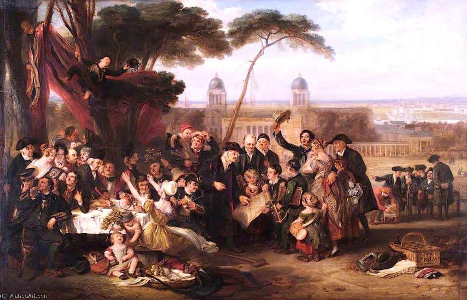 WikiOO.org - Encyclopedia of Fine Arts - Maľba, Artwork John Burnet - The Greenwich Pensioners Commemorating Trafalgar