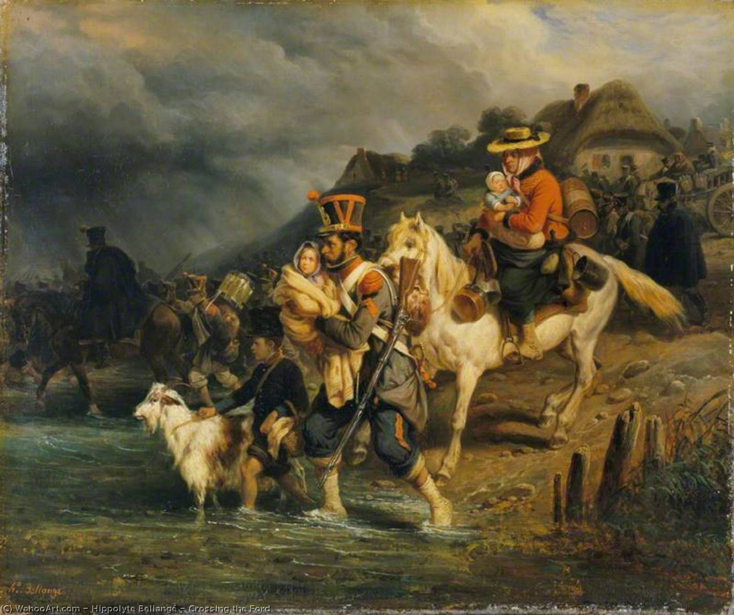 Wikioo.org - The Encyclopedia of Fine Arts - Painting, Artwork by Hippolyte Bellangé - Crossing the Ford
