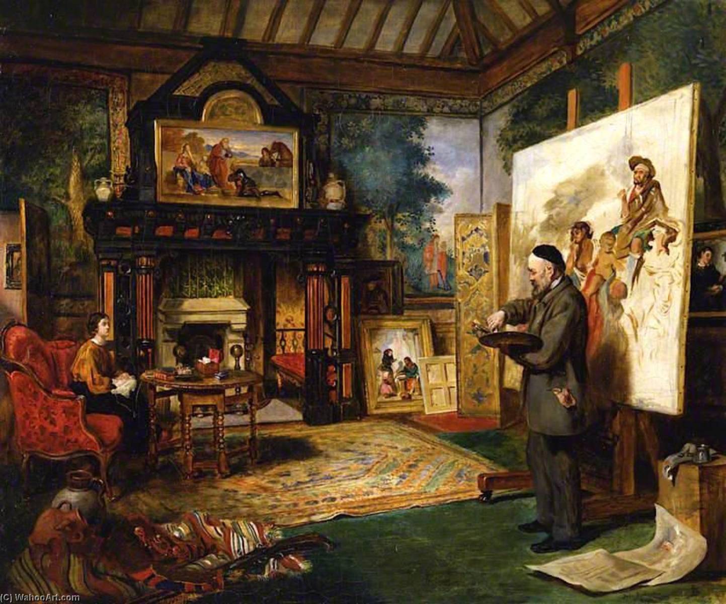 Wikioo.org - The Encyclopedia of Fine Arts - Painting, Artwork by John Ballantyne - John Phillip in His Studio