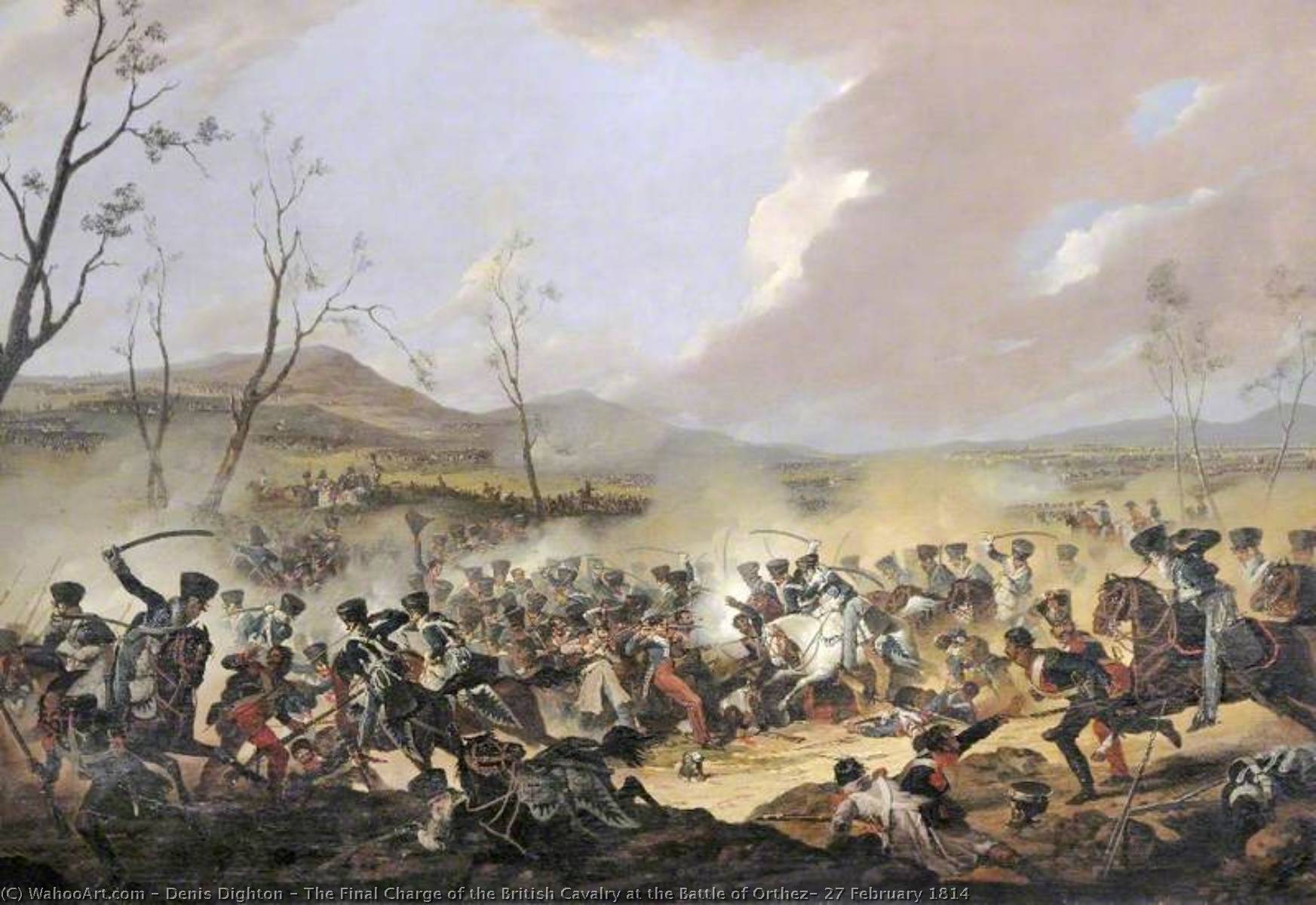 WikiOO.org - 百科事典 - 絵画、アートワーク Denis Dighton - 最後の 電荷 の 英国人 騎兵 で 戦い の オルテッズ , 27 2月 1814