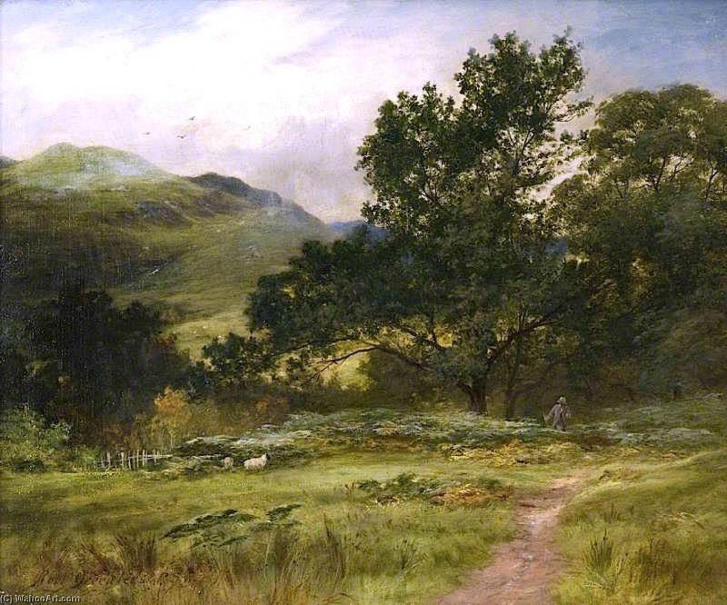 Wikioo.org - The Encyclopedia of Fine Arts - Painting, Artwork by James M Robert Greenlees - Hillside at Luss