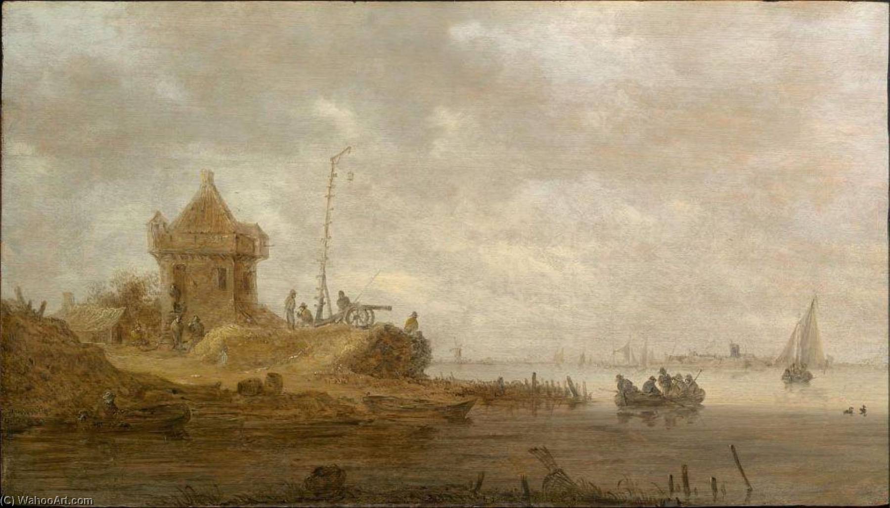 Wikioo.org - The Encyclopedia of Fine Arts - Painting, Artwork by Jan Josefz Van Goyen - Fort on a River