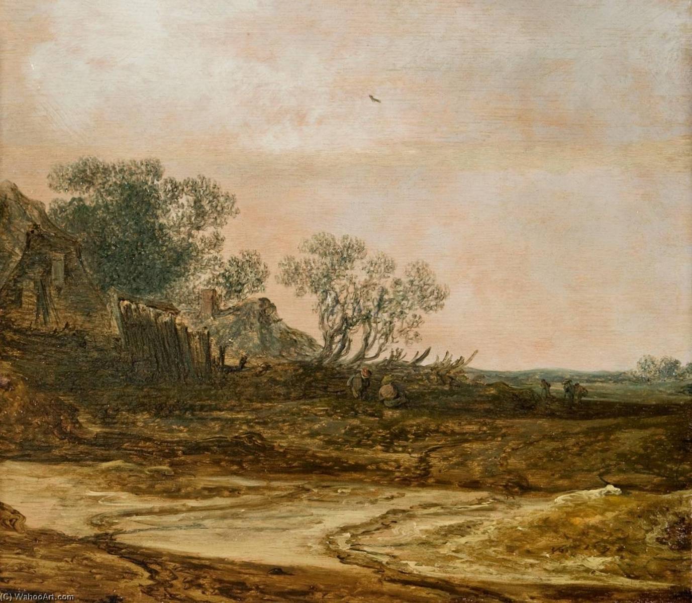 Wikioo.org - The Encyclopedia of Fine Arts - Painting, Artwork by Jan Josefz Van Goyen - Landscape with Peasants