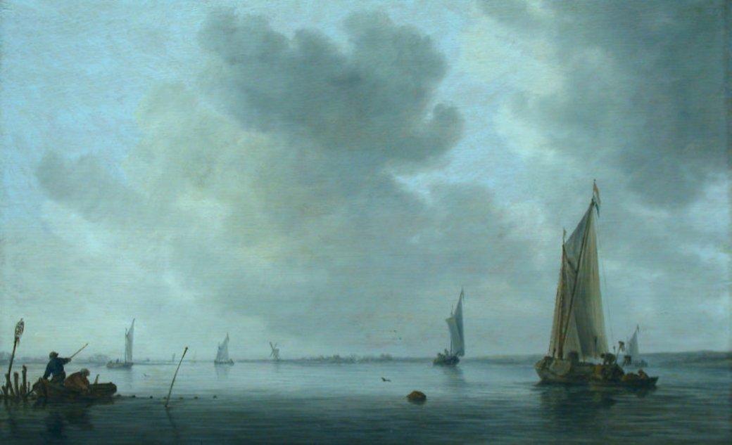 Wikioo.org - The Encyclopedia of Fine Arts - Painting, Artwork by Jan Josefz Van Goyen - Fishing Boats off an Estuary