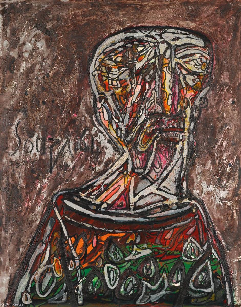 WikiOO.org - אנציקלופדיה לאמנויות יפות - ציור, יצירות אמנות Francis Newton Souza - Untitled (Head of an Old Man)
