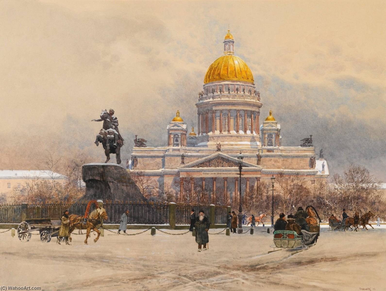 Wikioo.org - The Encyclopedia of Fine Arts - Painting, Artwork by Franz Kopallik - St Isaac's Cathedral