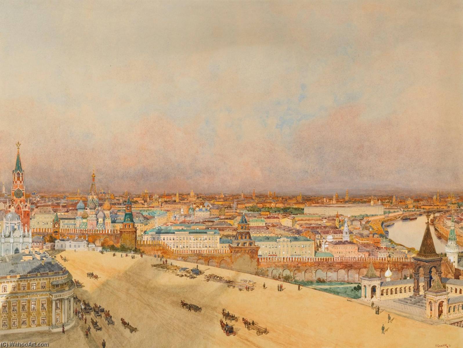 WikiOO.org - אנציקלופדיה לאמנויות יפות - ציור, יצירות אמנות Franz Kopallik - View of Moscow