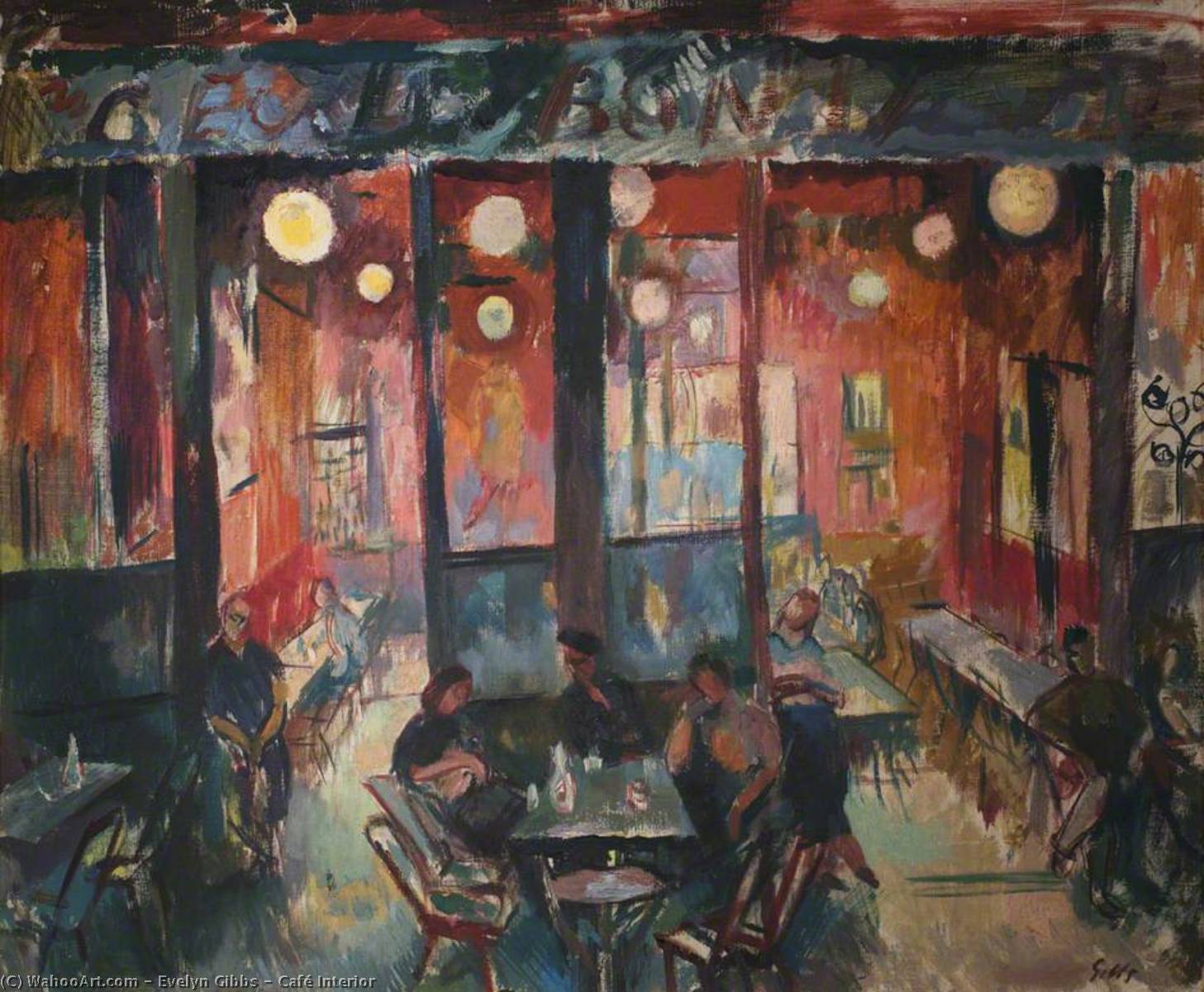 Wikioo.org - The Encyclopedia of Fine Arts - Painting, Artwork by Evelyn Gibbs - Café Interior