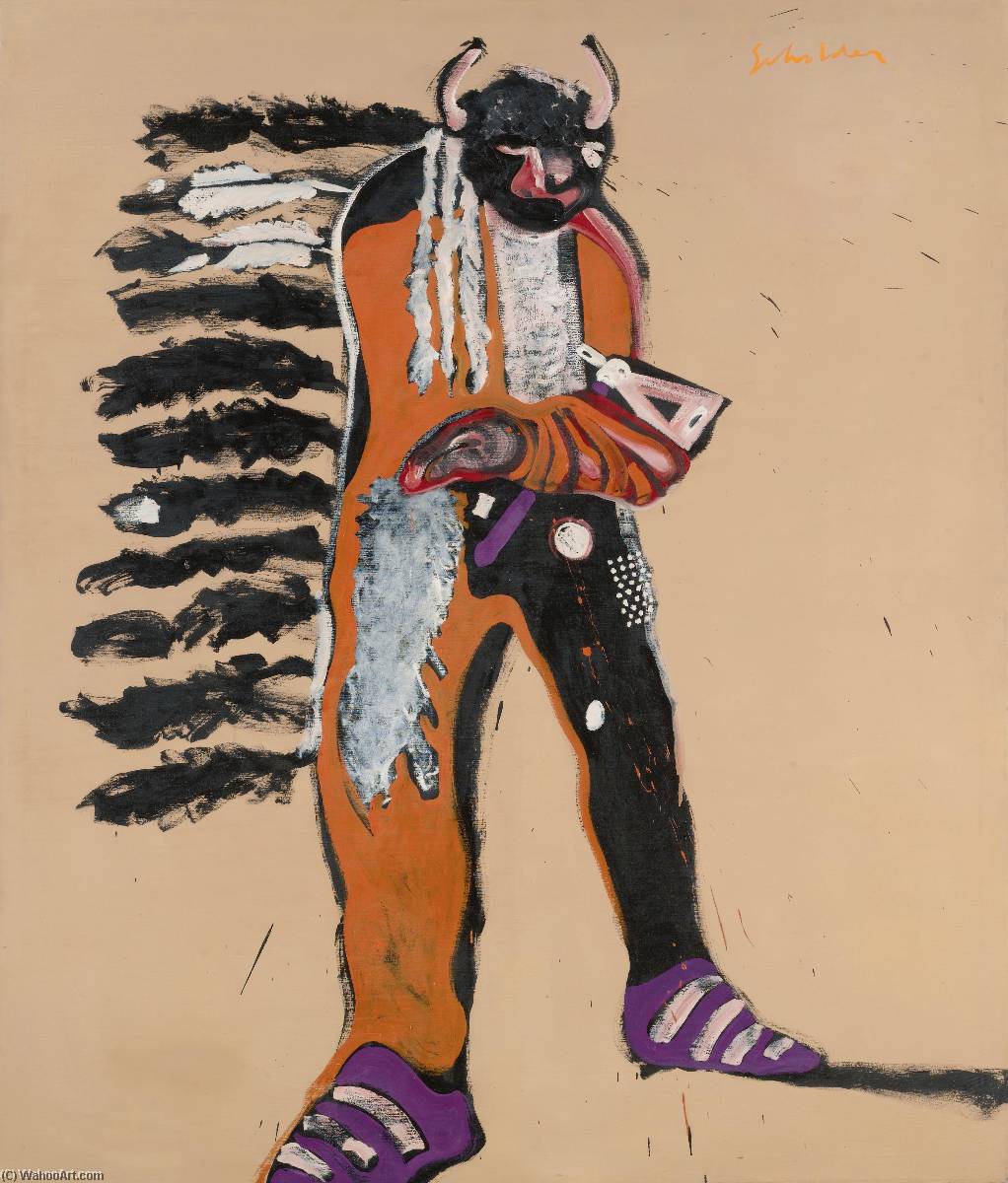 Wikioo.org - The Encyclopedia of Fine Arts - Painting, Artwork by Fritz Scholder - Indian with Tomahawk
