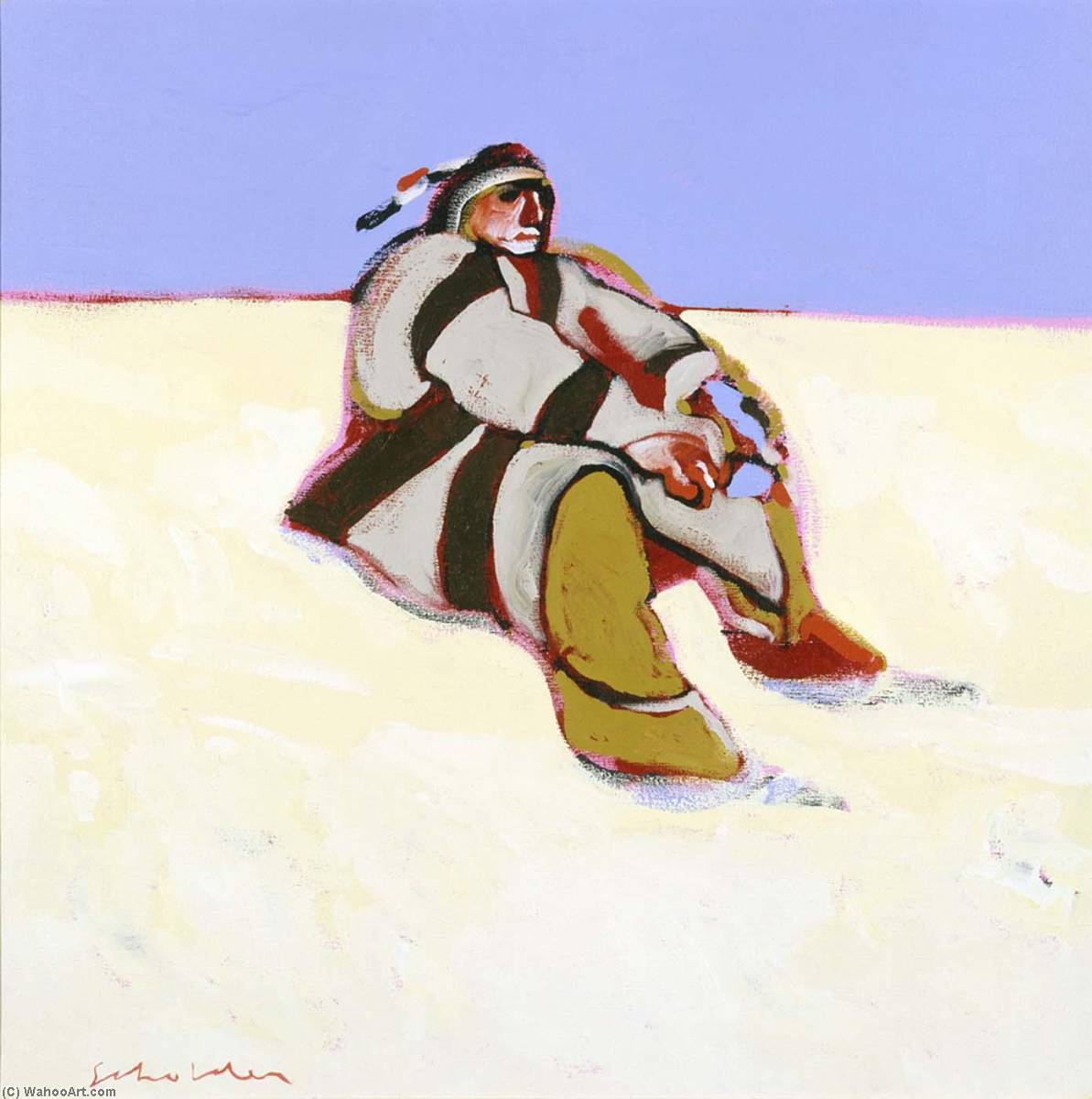 Wikioo.org - The Encyclopedia of Fine Arts - Painting, Artwork by Fritz Scholder - Indian in the Snow