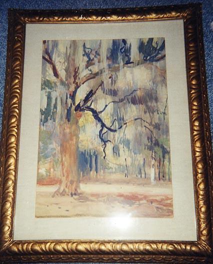Wikioo.org - The Encyclopedia of Fine Arts - Painting, Artwork by William De Leftwich Dodge - Oak Trees and Hanging Moss near Savannah, Georgia, (painting)