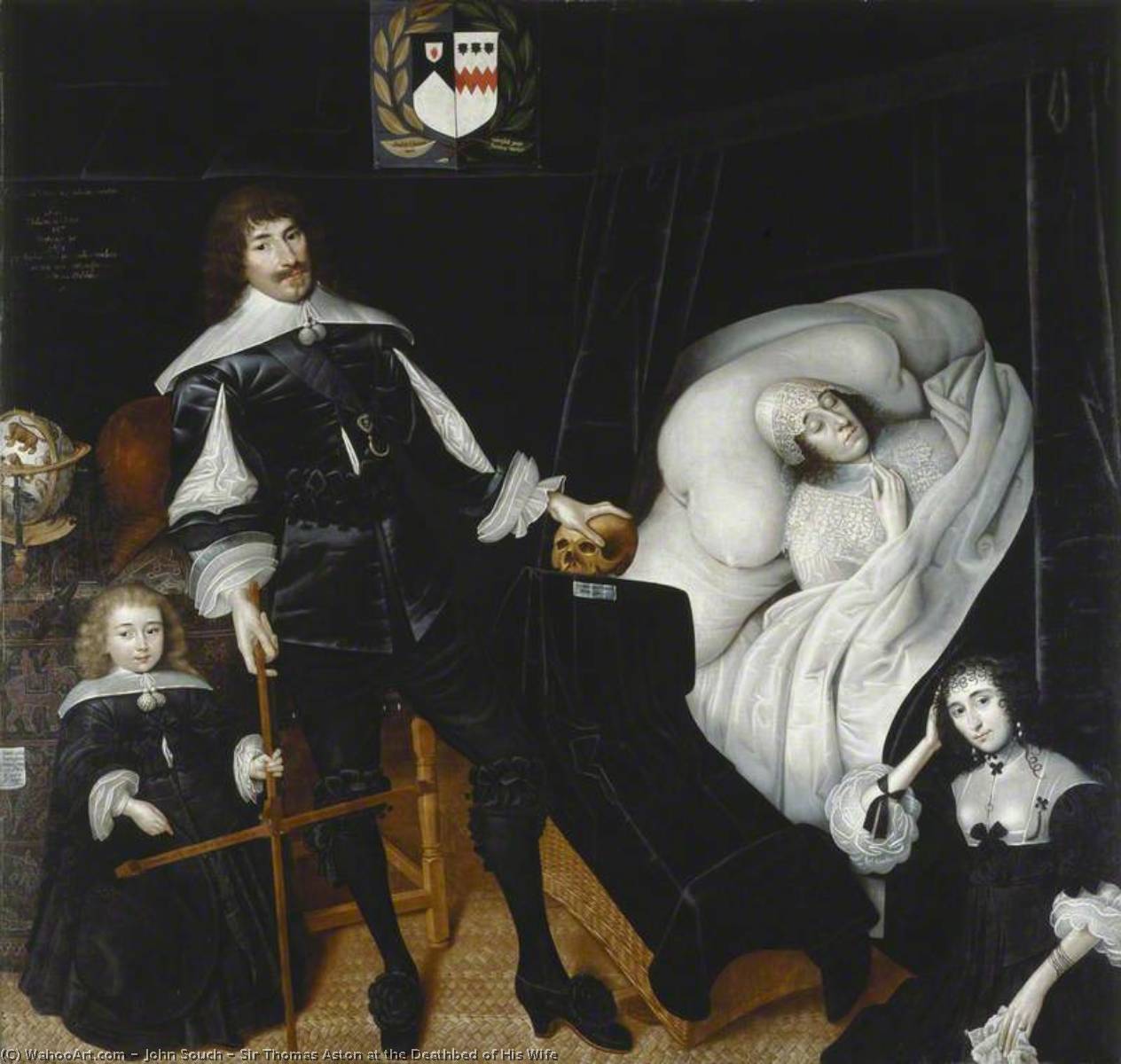 Wikioo.org - The Encyclopedia of Fine Arts - Painting, Artwork by John Souch - Sir Thomas Aston at the Deathbed of His Wife