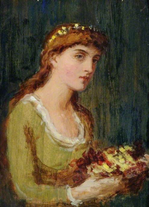 Wikioo.org - The Encyclopedia of Fine Arts - Painting, Artwork by Louisa Starr - Portrait of a Lady with Flowers