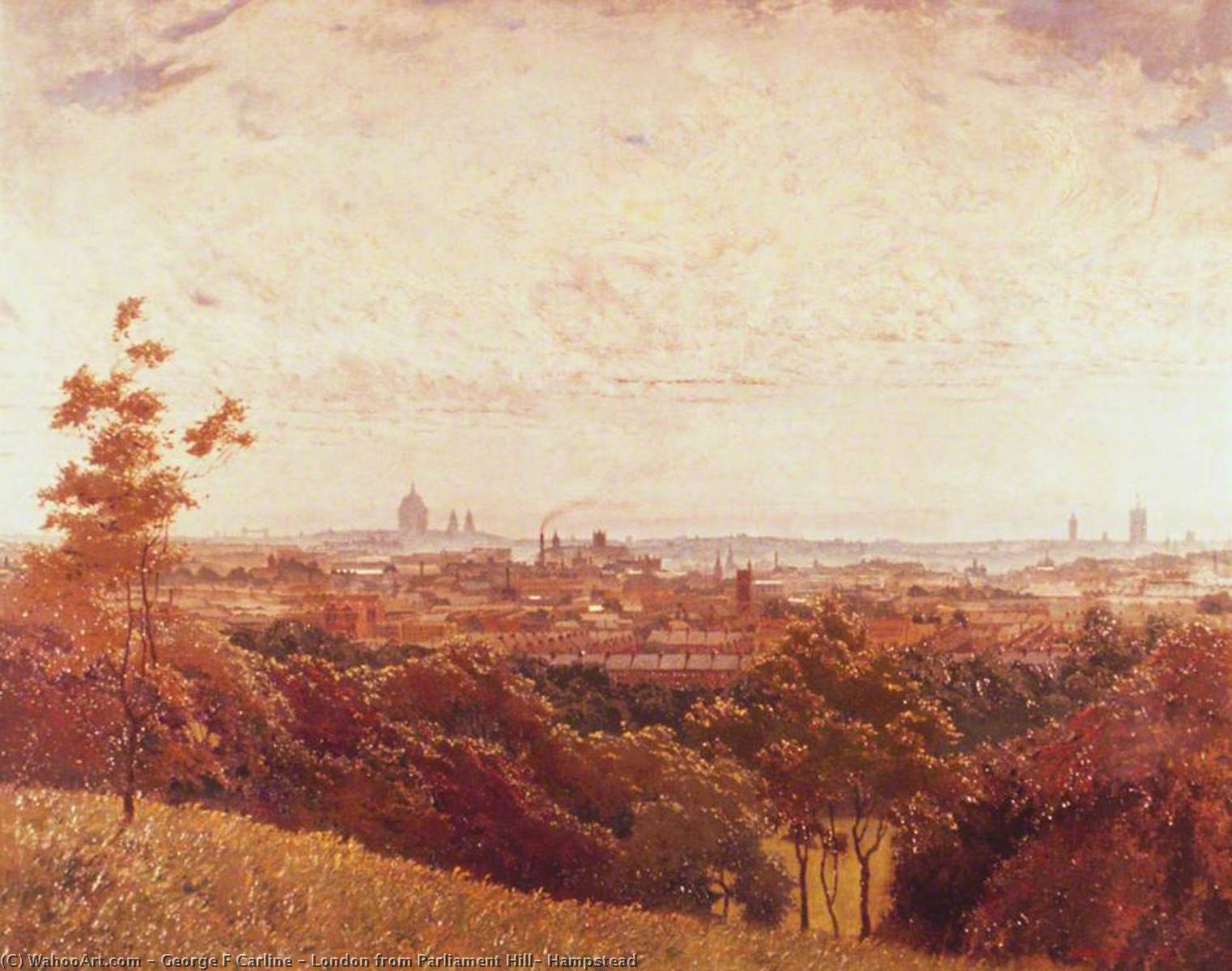 Wikioo.org - The Encyclopedia of Fine Arts - Painting, Artwork by George F Carline - London from Parliament Hill, Hampstead