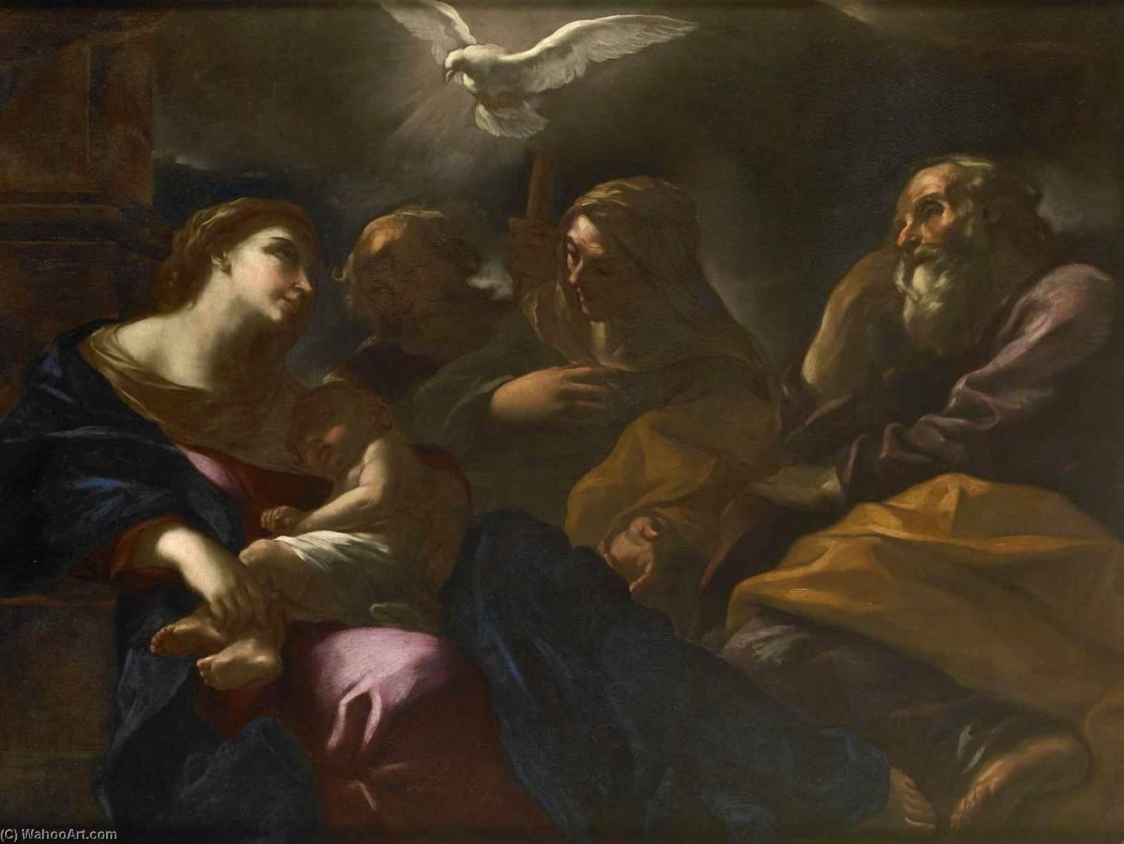 Wikioo.org - The Encyclopedia of Fine Arts - Painting, Artwork by Giovan Battista Beinaschi - Holy Family with Sts Anne and Joachim