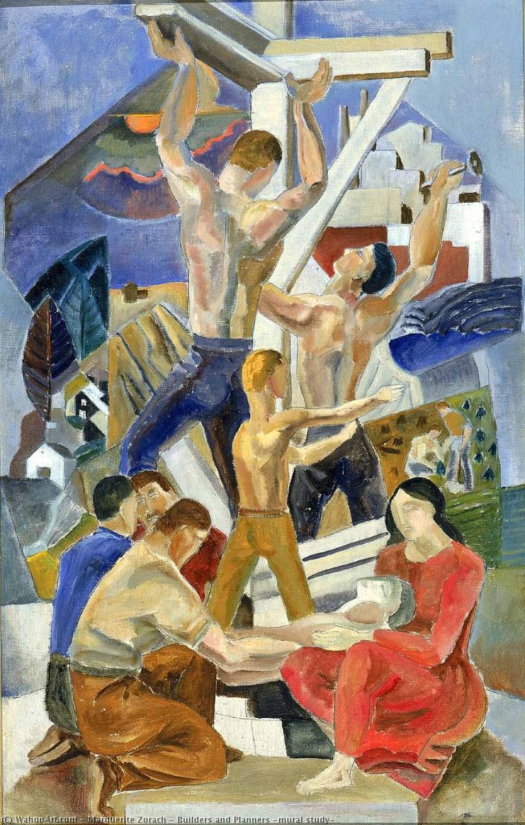 Wikioo.org - The Encyclopedia of Fine Arts - Painting, Artwork by Marguerite Zorach - Builders and Planners (mural study)