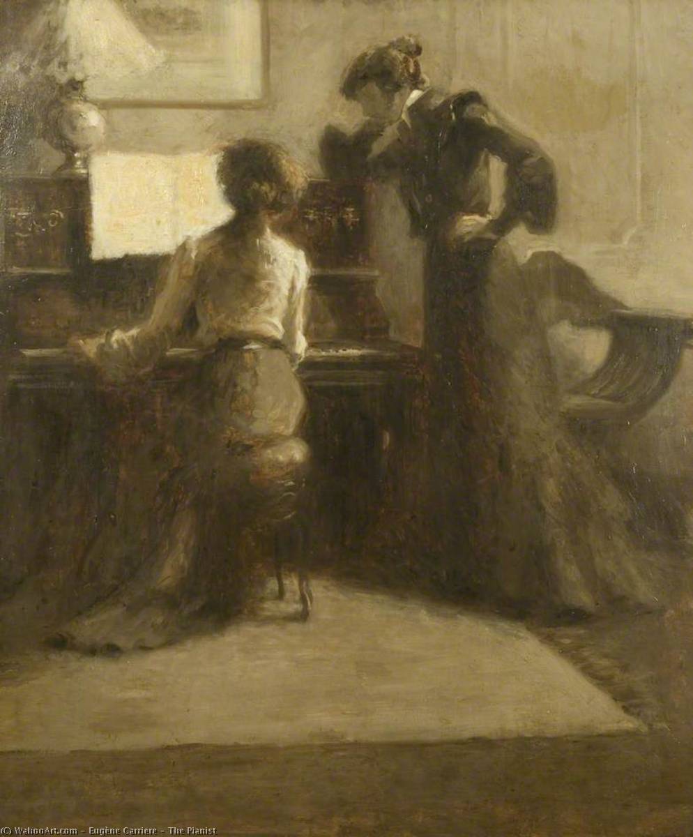 WikiOO.org – 美術百科全書 - 繪畫，作品 Eugène Anatole Carrière - 钢琴家
