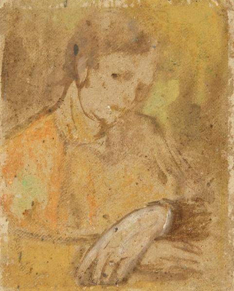 Wikioo.org - The Encyclopedia of Fine Arts - Painting, Artwork by Eugène Anatole Carrière - Femme assise en buste, les mains croisées