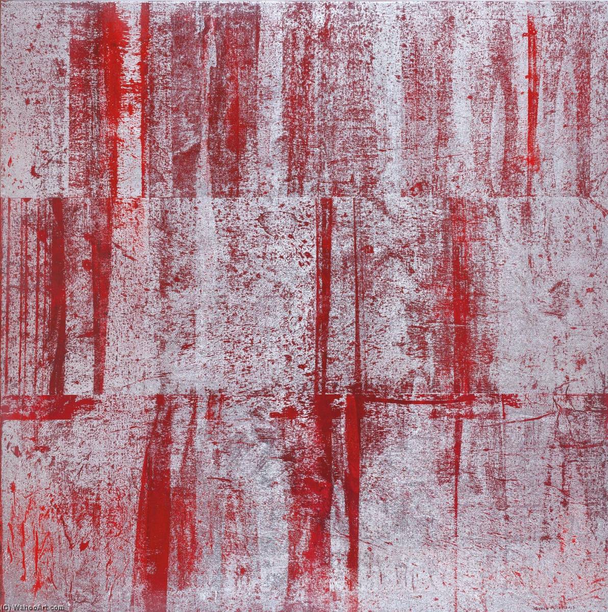 Wikioo.org - The Encyclopedia of Fine Arts - Painting, Artwork by Gusti Agung Mangu Putra - Red Abstract 2 (Red Stacked Silver)