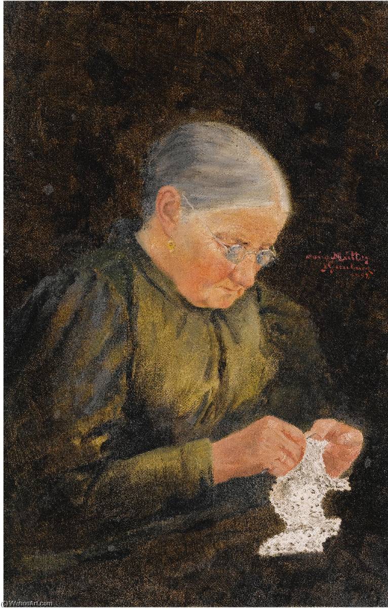 Wikioo.org - The Encyclopedia of Fine Arts - Painting, Artwork by Hans Gantner - Portrait of the artist's mother
