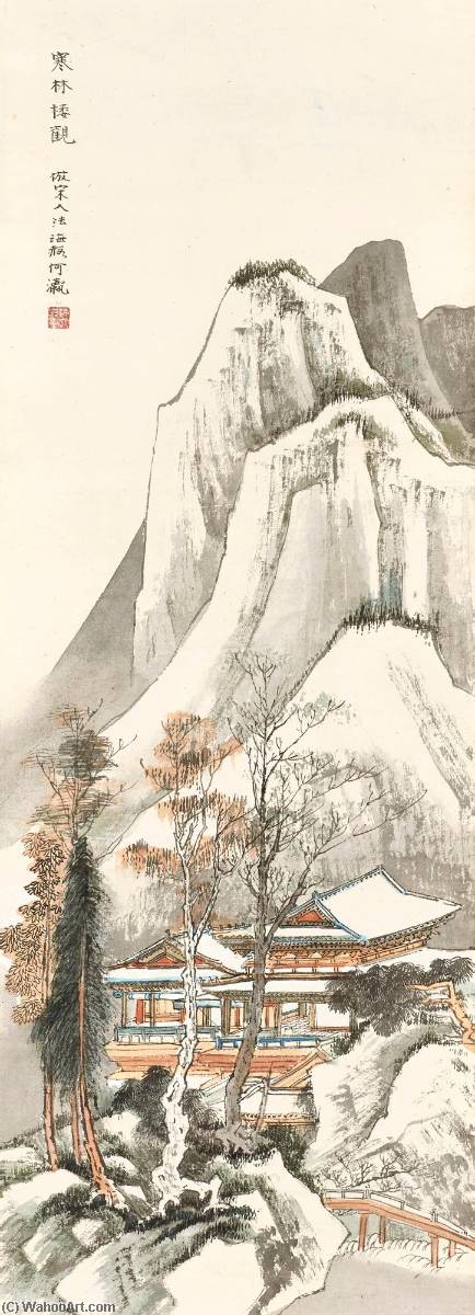 Wikioo.org - The Encyclopedia of Fine Arts - Painting, Artwork by He Haixia - Winter Hermitage in Seclusion