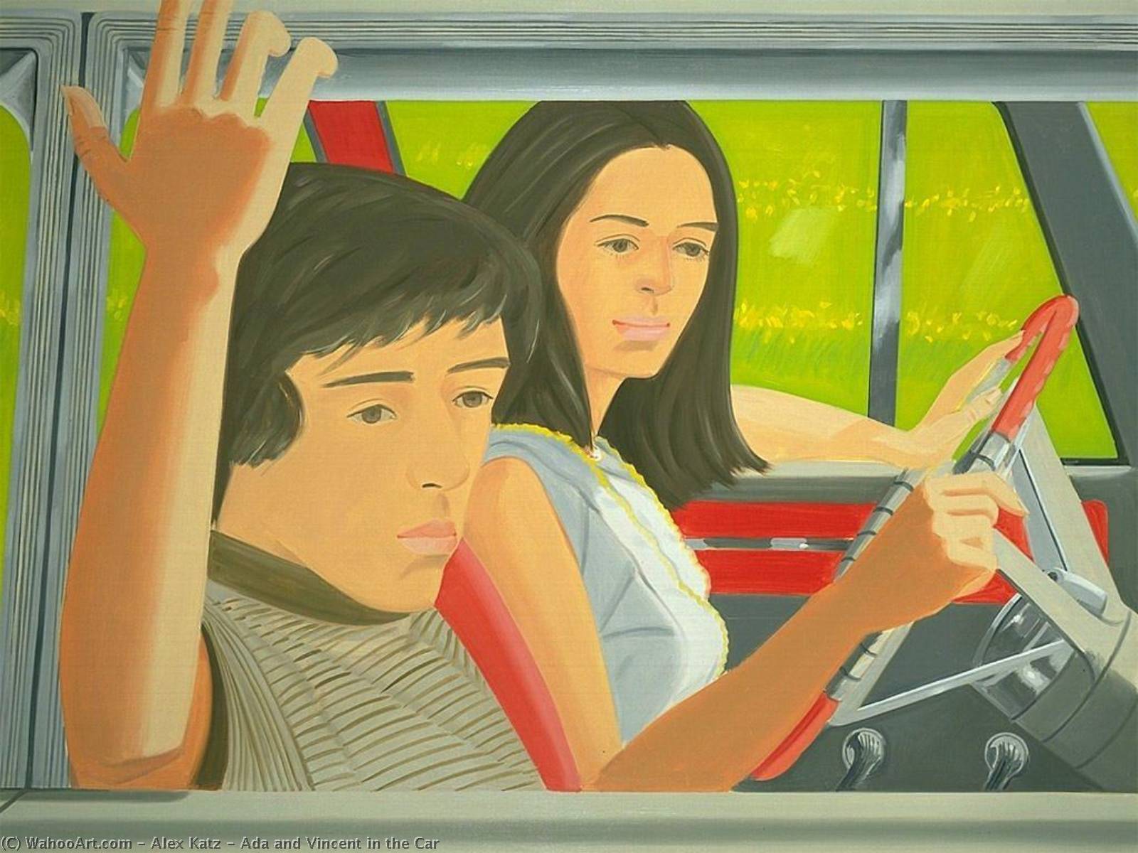 Wikioo.org – L'Encyclopédie des Beaux Arts - Peinture, Oeuvre de Alex Katz - Ada Et Vincent dans  la  voiture