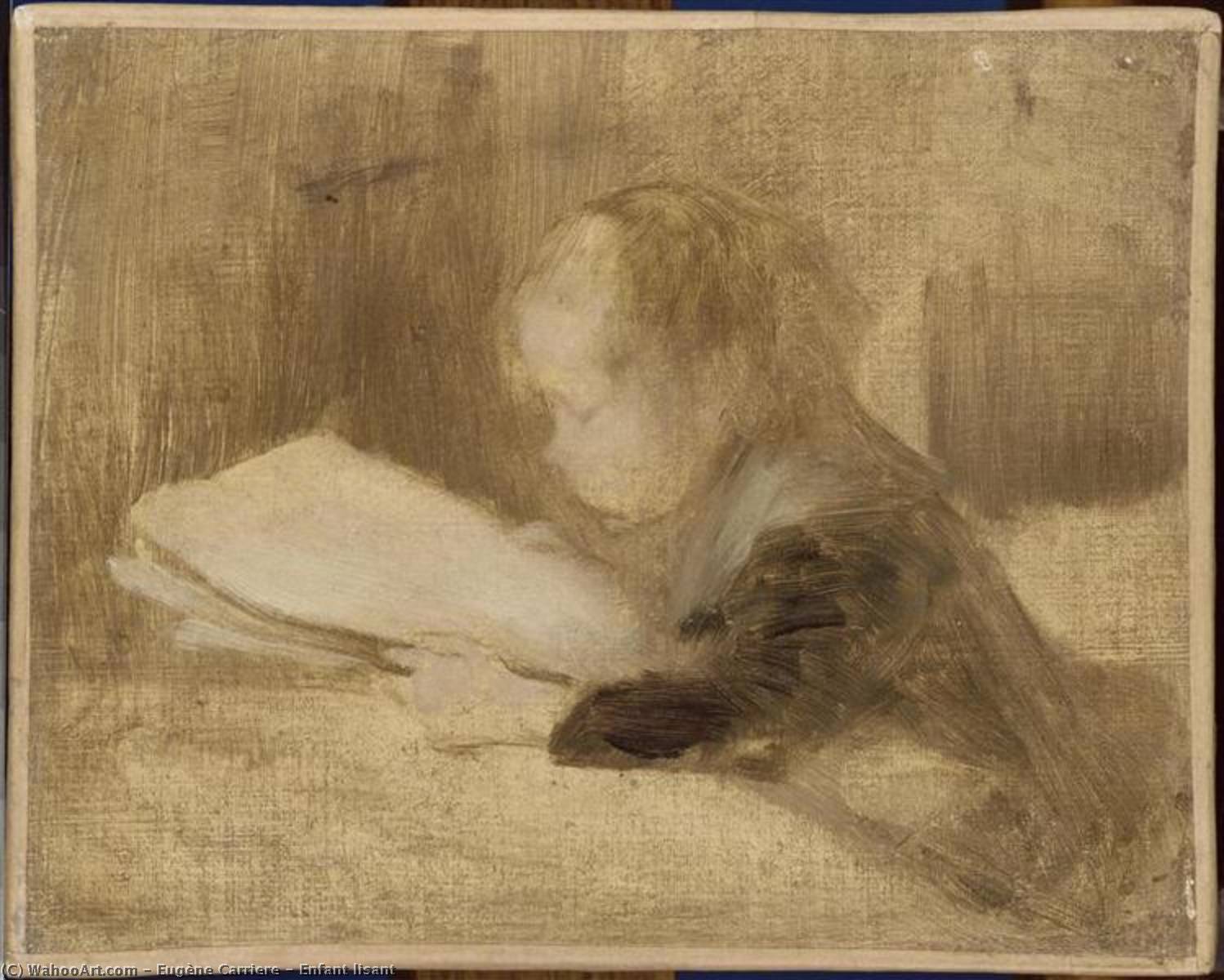 Wikioo.org – L'Encyclopédie des Beaux Arts - Peinture, Oeuvre de Eugène Anatole Carrière - Enfant lisant