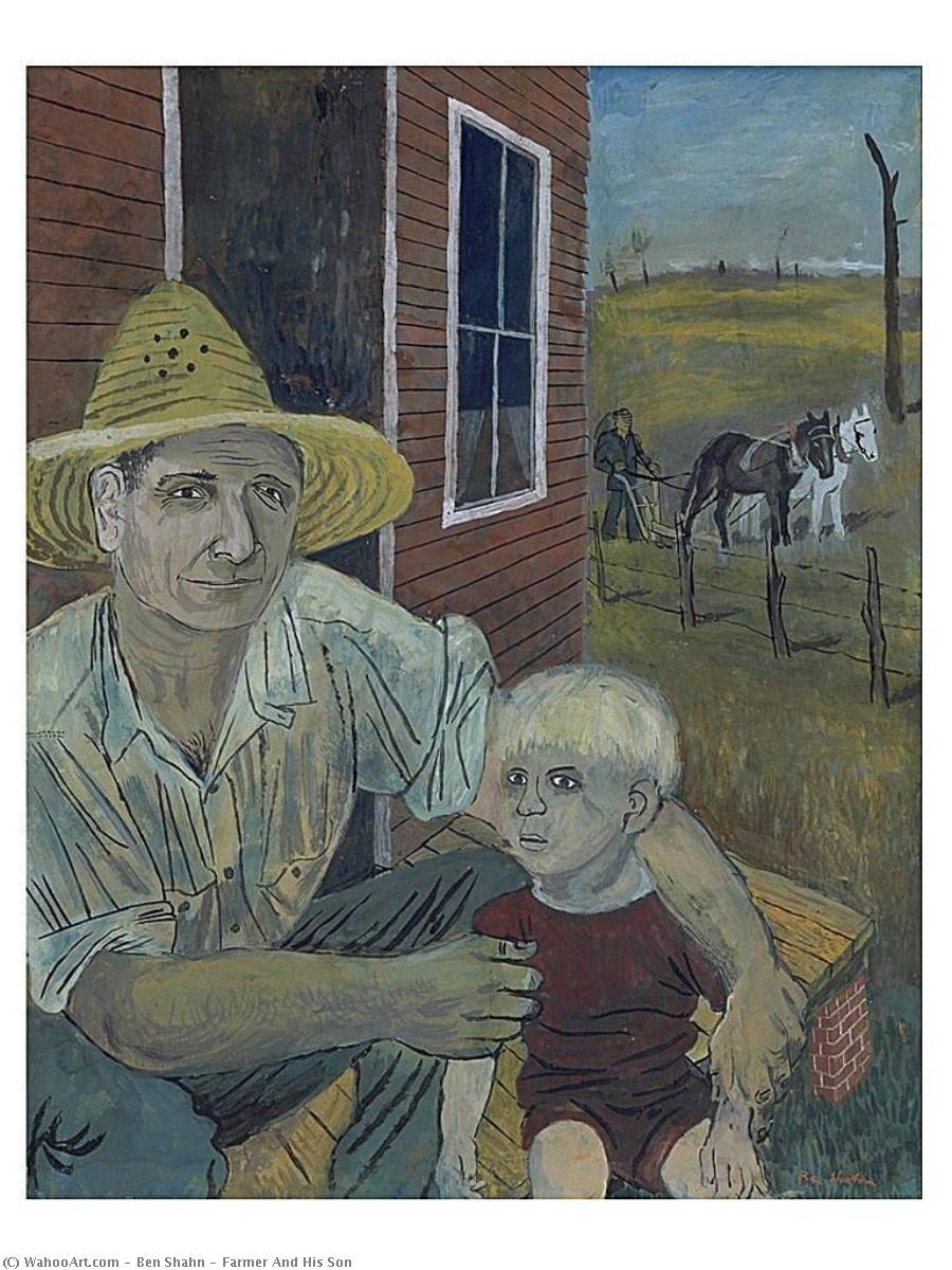 Wikioo.org - The Encyclopedia of Fine Arts - Painting, Artwork by Benjamin Shahn - Farmer And His Son