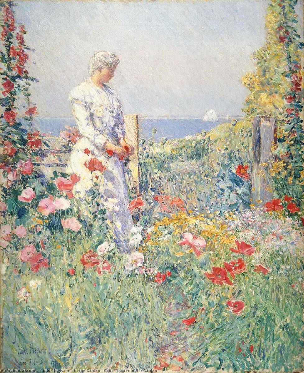Wikioo.org – L'Encyclopédie des Beaux Arts - Peinture, Oeuvre de Frederick Childe Hassam - dans le jardin ( celia thaxter en elle jardin )