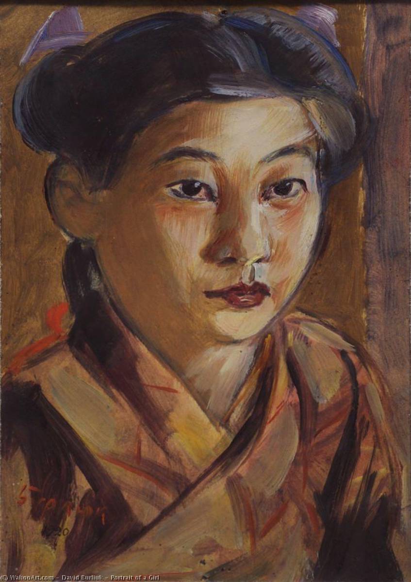 Wikioo.org - The Encyclopedia of Fine Arts - Painting, Artwork by David Davidovich Burliuk - Portrait of a Girl