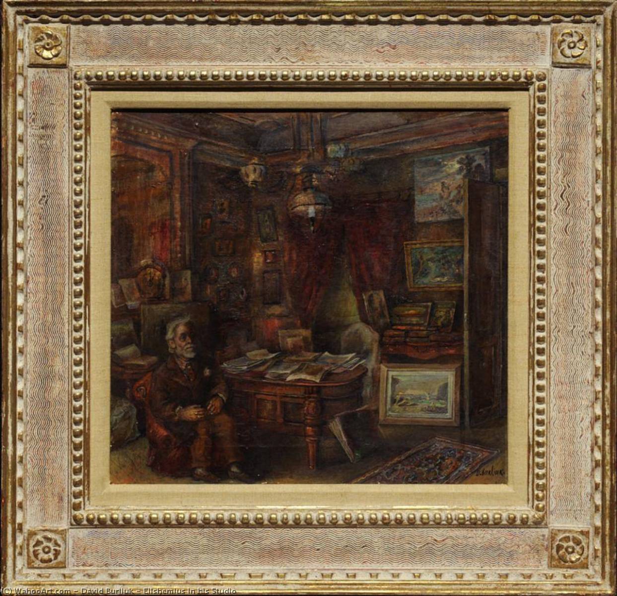 Wikioo.org - The Encyclopedia of Fine Arts - Painting, Artwork by David Davidovich Burliuk - Eilshemius in his Studio