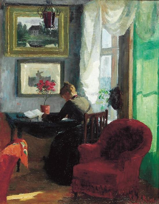 Wikioo.org - The Encyclopedia of Fine Arts - Painting, Artwork by Kitty Kielland - Interior with red chair