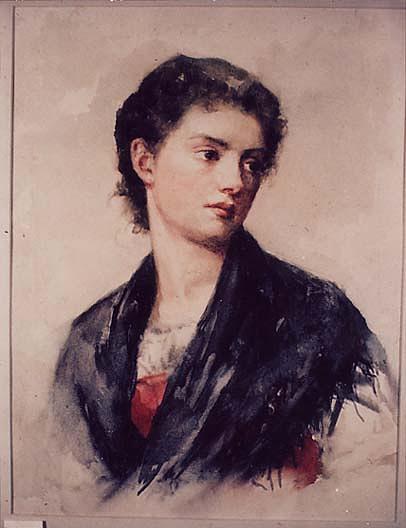 Wikioo.org - The Encyclopedia of Fine Arts - Painting, Artwork by Elizabeth Boott Duveneck - Girl in Grey Shawl, (painting)