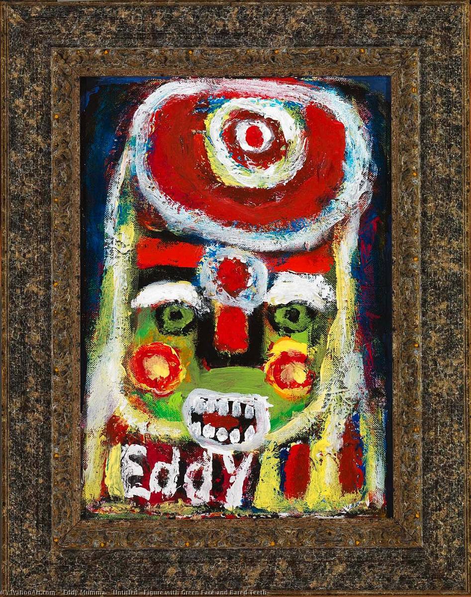 Wikioo.org - The Encyclopedia of Fine Arts - Painting, Artwork by Eddy Mumma - Untitled (Figure with Green Face and Bared Teeth)