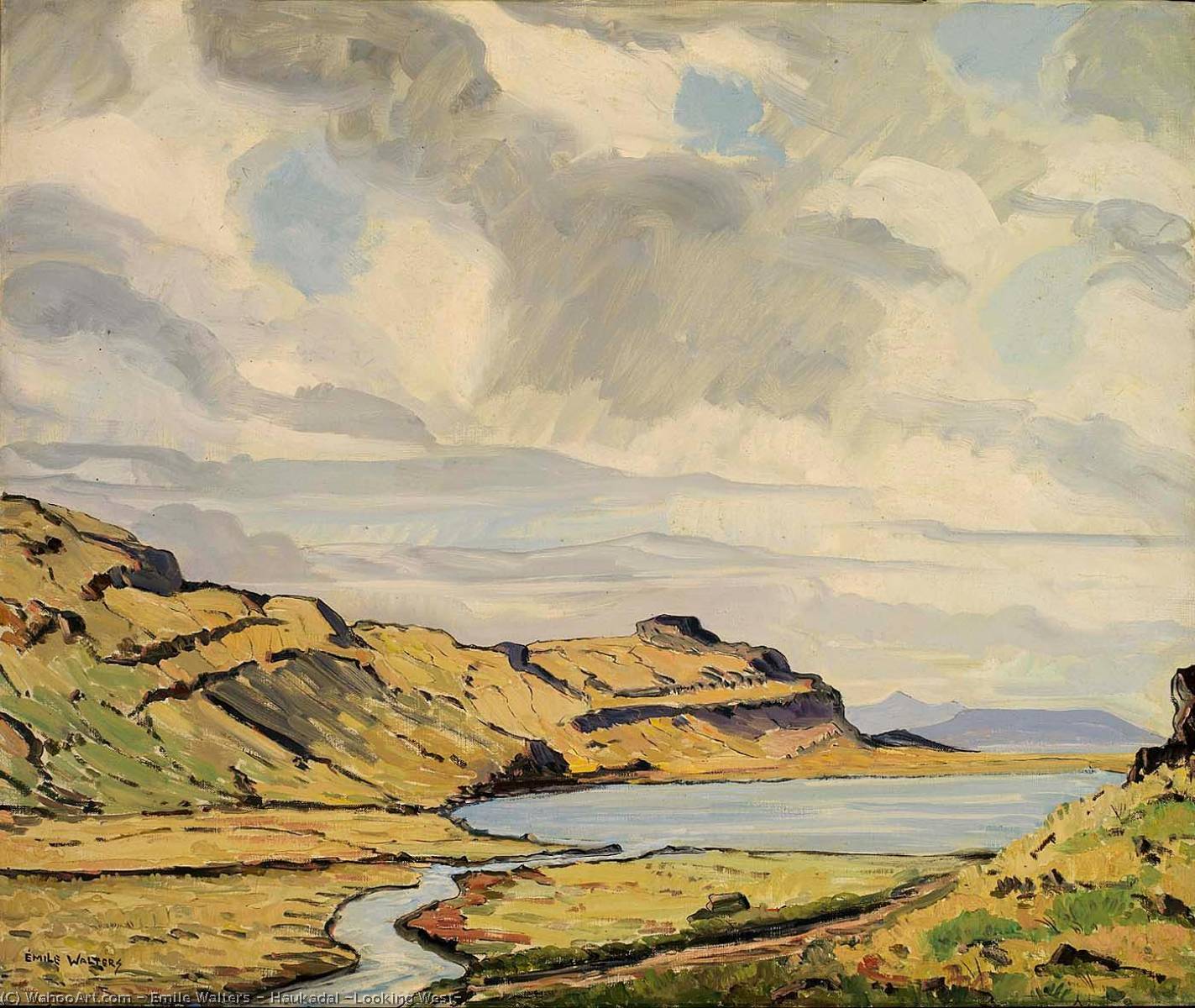 Wikioo.org - The Encyclopedia of Fine Arts - Painting, Artwork by Emile Walters - Haukadal (Looking West)