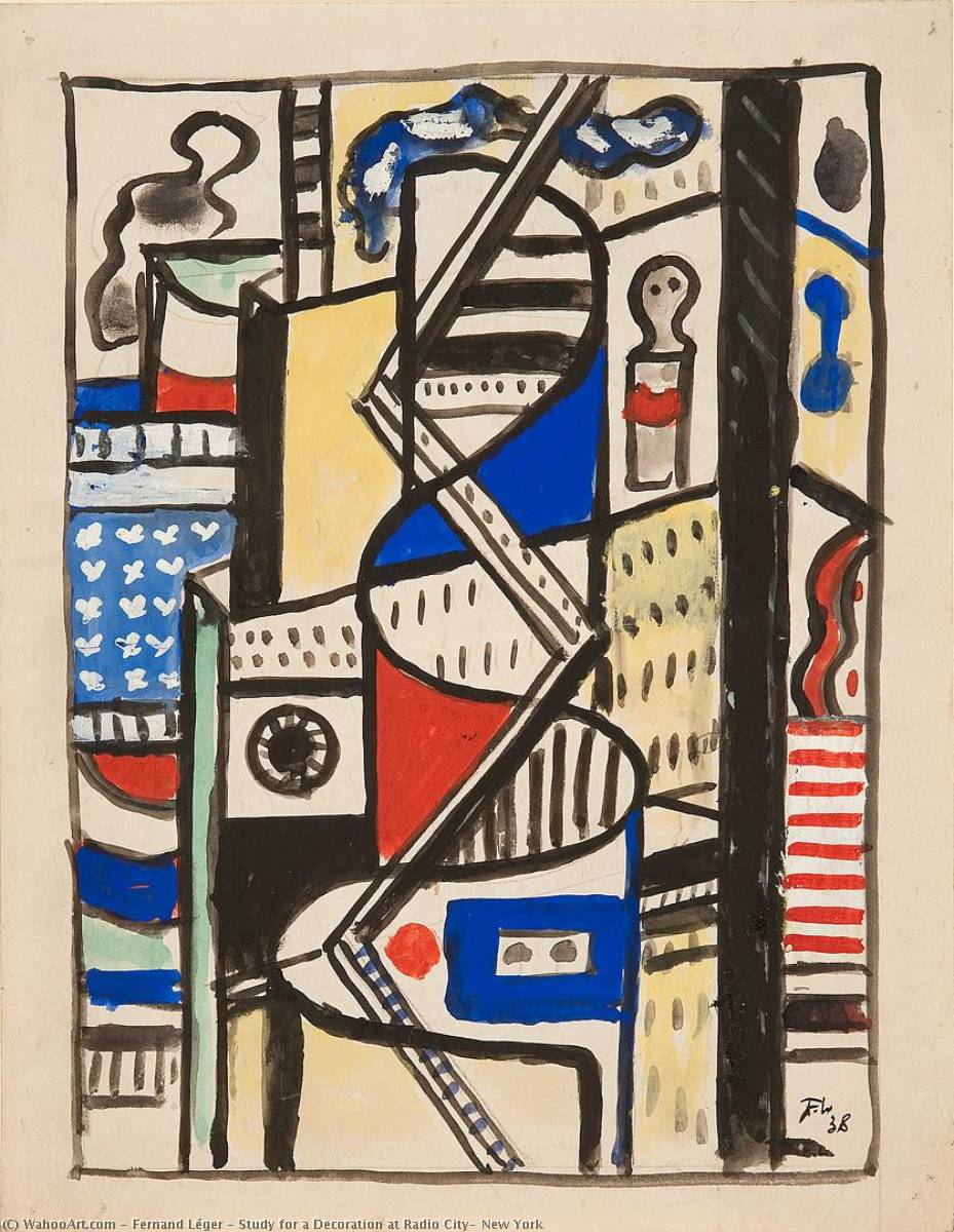 WikiOO.org - Encyclopedia of Fine Arts - Lukisan, Artwork Fernand Leger - Study for a Decoration at Radio City, New York