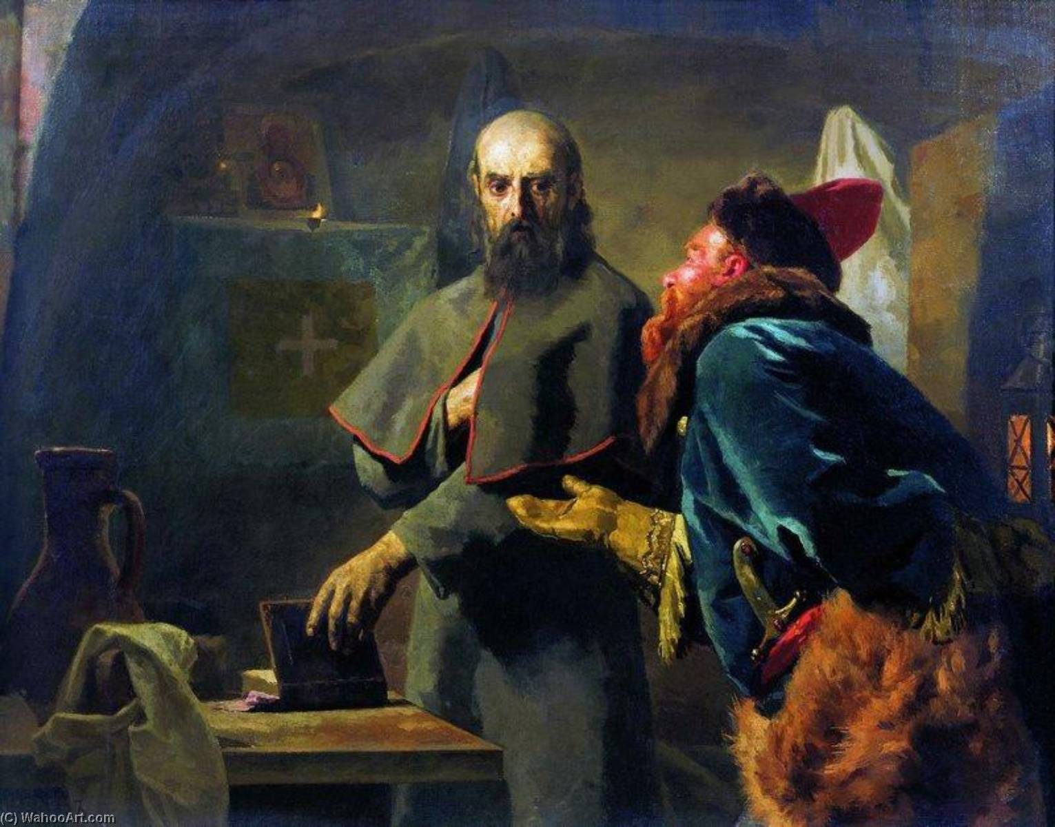 Wikioo.org - The Encyclopedia of Fine Arts - Painting, Artwork by Nikolai Vasilevich Nevrev - The Last Moments of Metropolitan Philipp